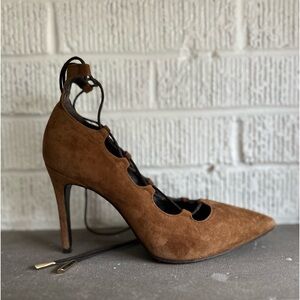 Barney’s New York lace up brown suede heels. Used, like new condition. Size 37